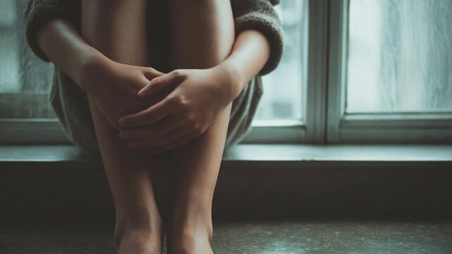 Solitude and Introspection: A person sits by the window, enveloped in shadows, lost in quiet contemplation. A poignant scene capturing introspective mood.