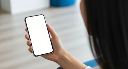 Woman Holding Blank Smartphone Screen for App Mockup