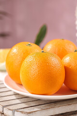Fresh Orange Citrus Fruits on White Plate - Healthy Vitamin C Food Photography