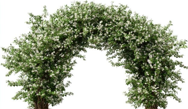 Lush, arching floral archway of white flowers and green foliage - Powered by Adobe