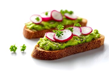 Avocado Toast On Sourdough Slices Garnished With Fresh Herbs Healthy Breakfast Food Photography For Nutrition