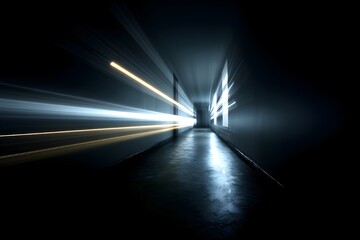 Abstract Luminous Streaks In Dark Corridor Futuristic Light Pattern Design For Mysterious Creative Background And Inspiration
