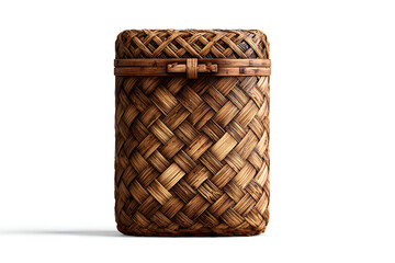 Traditional Thai Kratib Sticky Rice Box with Bamboo Weave Pattern Isolated on Transparent Background.png