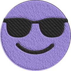 Colorful Embroidered Smiley Face Wearing Sunglasses