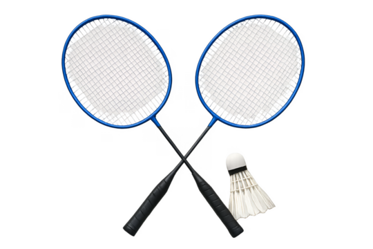badminton racket and shuttlecock isolated