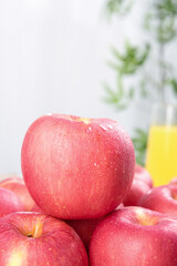 Fresh Red Fuji Apples with Water Droplets - Healthy Organic Fruit