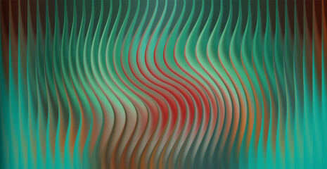 Abstract wavy vertical lines with green and red gradient effect
