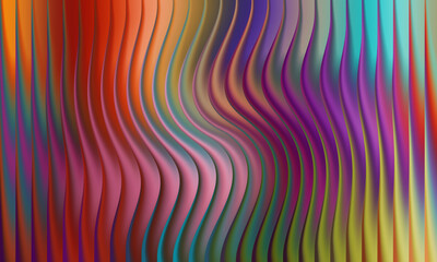 Abstract wavy vertical lines with rainbow gradient effect