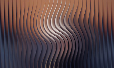 Abstract wavy vertical lines with a subtle scurve in brown and blue