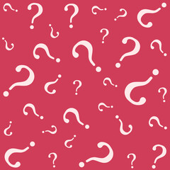 Question Marks Seamless Pattern on Red Background
