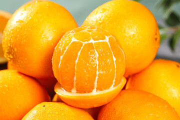 Fresh Navel Orange Citrus Fruit Peeled Showing Sweet Juicy Segments