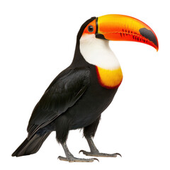 Toucan preening A toucan uses its beak to groom its feathers. full length isolate on transparent background