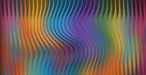 Abstract wavy vertical lines with rainbow color gradient