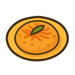 Sweet dessert on plate with topping illustration
