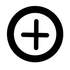 Fototapeta premium Black Plus Button in Circle Icon – Add Symbol