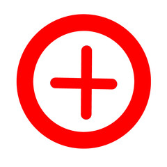 Red Plus Button in Circle Icon – Add Symbol