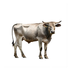 Obraz premium Cow standing A cow stands tall with its head held high, tail resting by its side. full length isolate on transparent background