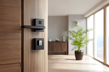 Secure Door-Mounted Fingerprint Smart Lock: Advanced Biometric Technology for Enhanced Home Security.