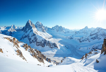 Snowy Mountain Tourism Adventure Background