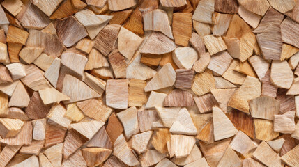 Fototapeta premium Wood pieces arranged in close up view, showcasing various shapes and textures. natural colors create warm and inviting atmosphere