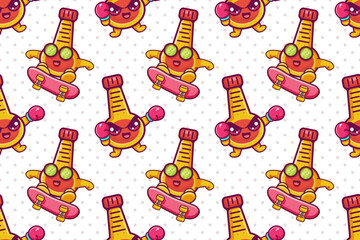 happy mayonnaise bottle character seamless pattern illustration background