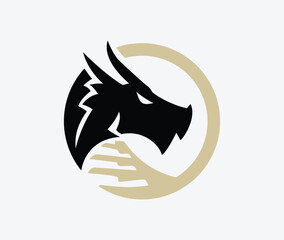 Modern Dragon Emblem Logo