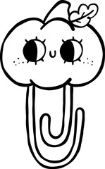 Cute Autumn Back to School Outline, Pumpkin Paper Clip Hand rawing