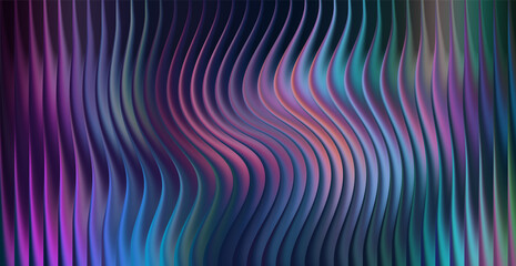 Obraz premium Abstract iridescent wavy background with vertical pleats and light