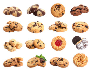 Different cookies on white
