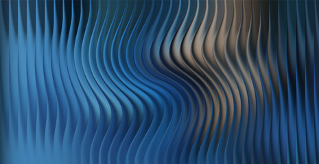 Abstract blue wavy lines background with metallic texture