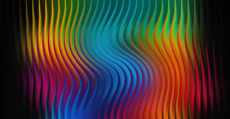 Abstract wavy vertical lines with a rainbow color gradient background