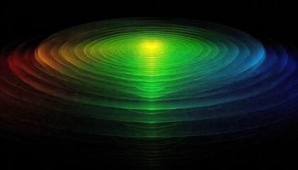 Abstract rainbow concentric circles on dark background