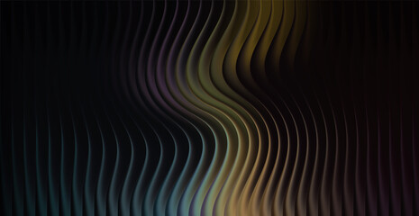 Dark abstract background with wavy vertical lines and gold