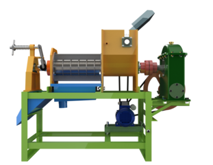 Advanced Efficient Industrial Coconut Milk Extractor Press Juicer Machine for Food Processing Plant. High-Resolution Isolated Asset on Transparent Background. Modern Juice Production Technology.