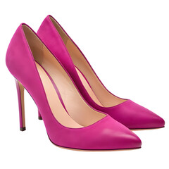 Pink high heel pumps, isolated on a transparent background