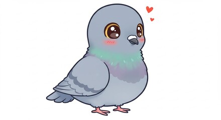 Adorable plump pigeon lovingly stares sweetly soft light. AI Generated