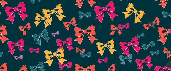 Trendy seamless pattern of hand-drawn coquette bows & ribbons,  bow,  stylish
