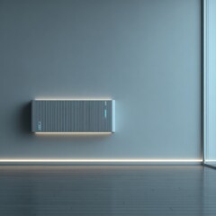 Modern Minimalist Interior with Stylish Air Conditioner and Ambient Lighting in Contemporary Room Setting