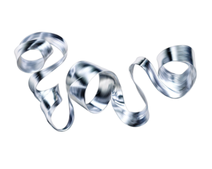 Abstract metallic ribbon text art