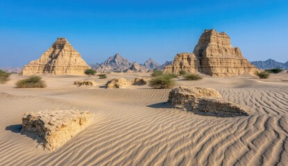 Desert landscape with sandstone formations