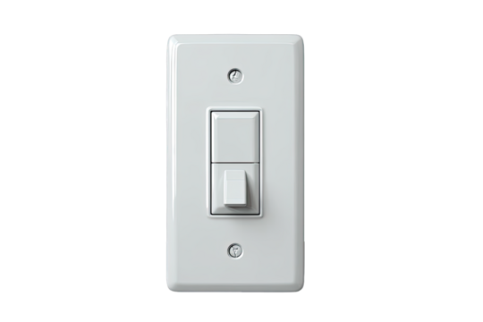 A white electrical wall switch