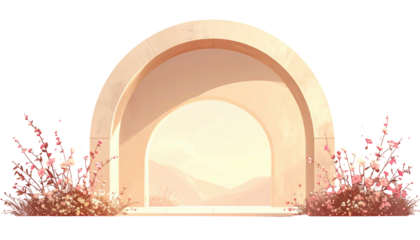 Beige archway to a desert sunrise