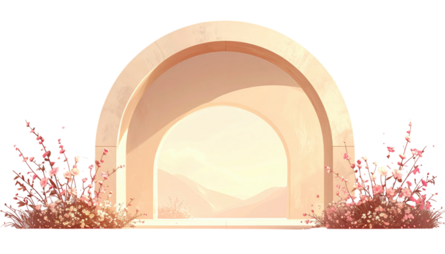 Beige archway to a desert sunrise