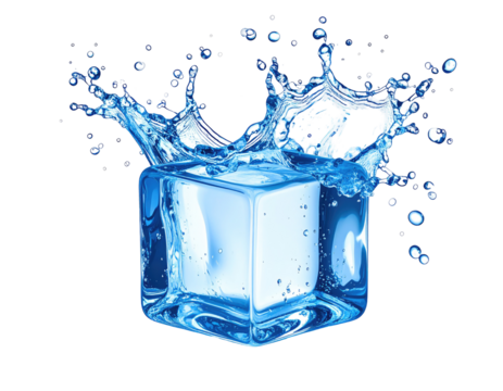 Ice cube with water splash