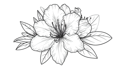 Detailed black and white flower and leaves