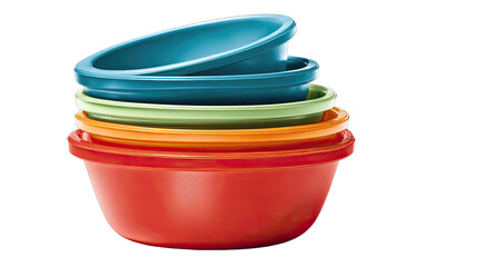 Colorful plastic bowls stacked