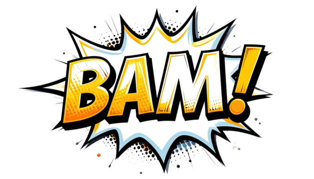 Comic book explosion text - Powered by Adobe