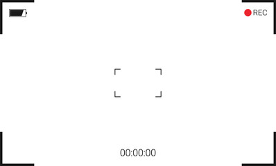 Camera Recording Viewfinder Screen with REC Icon and Timer Display
