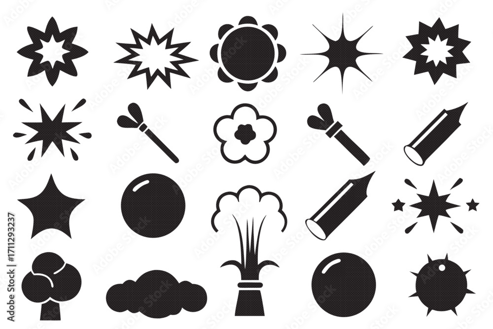 Poster collection of explosion and burst shapes for design elements
