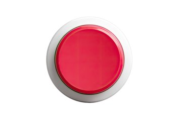 Top view of a bright pink button on a white container